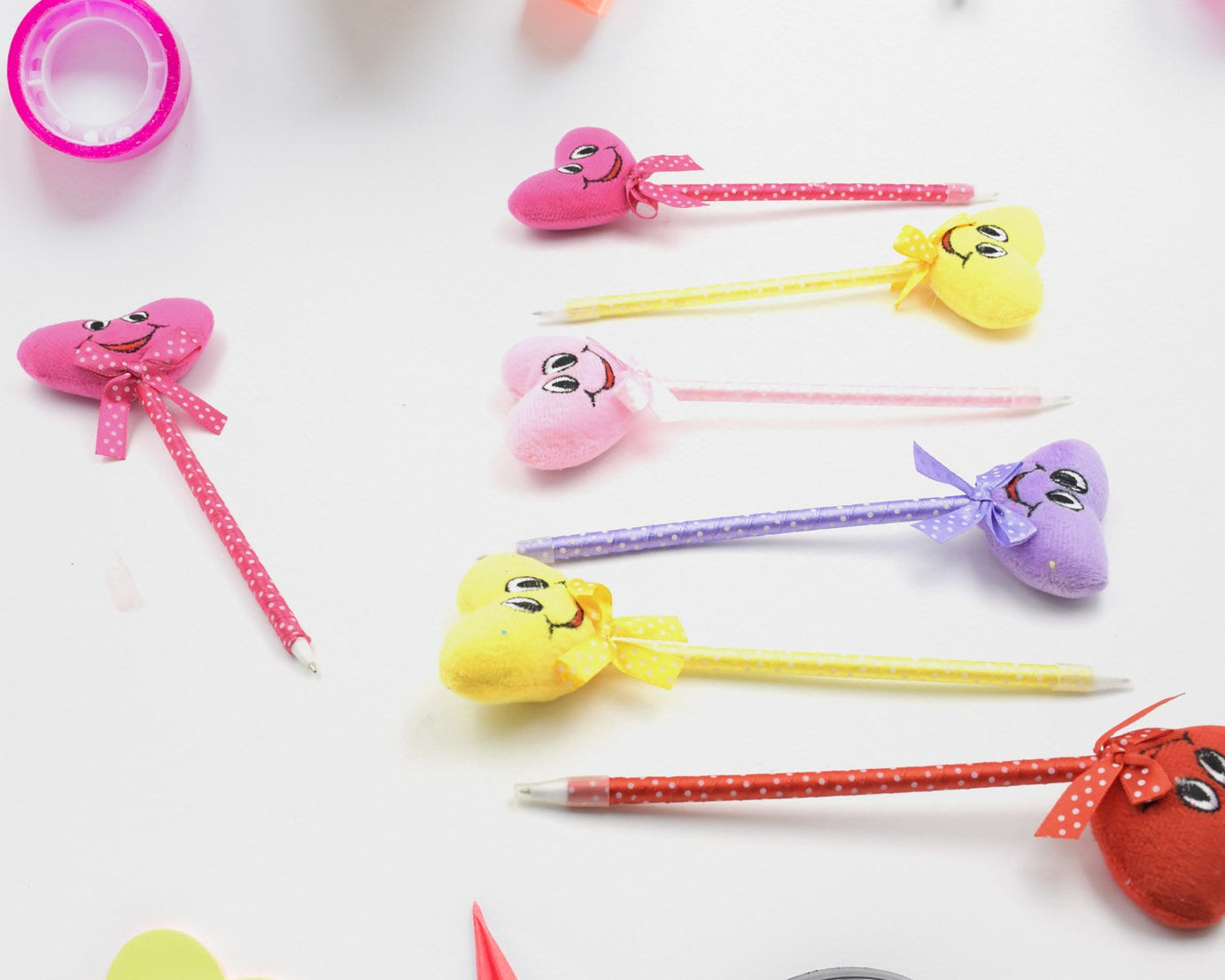 Cute Cartoon Shape & Heart Design Facy Writting Pen Attached Rattle | Ball Pen Smooth Writing For Wedding , Events & Multiuse Pen  Best Pen l Use for Kids (12 Pcs Set Mix Design & Color)