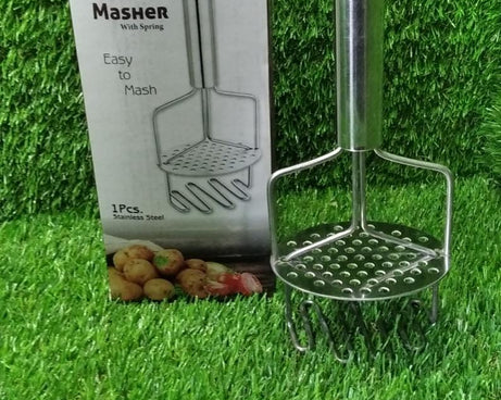Stainless steel hand masher for mashing dal, vegetables, and baby food