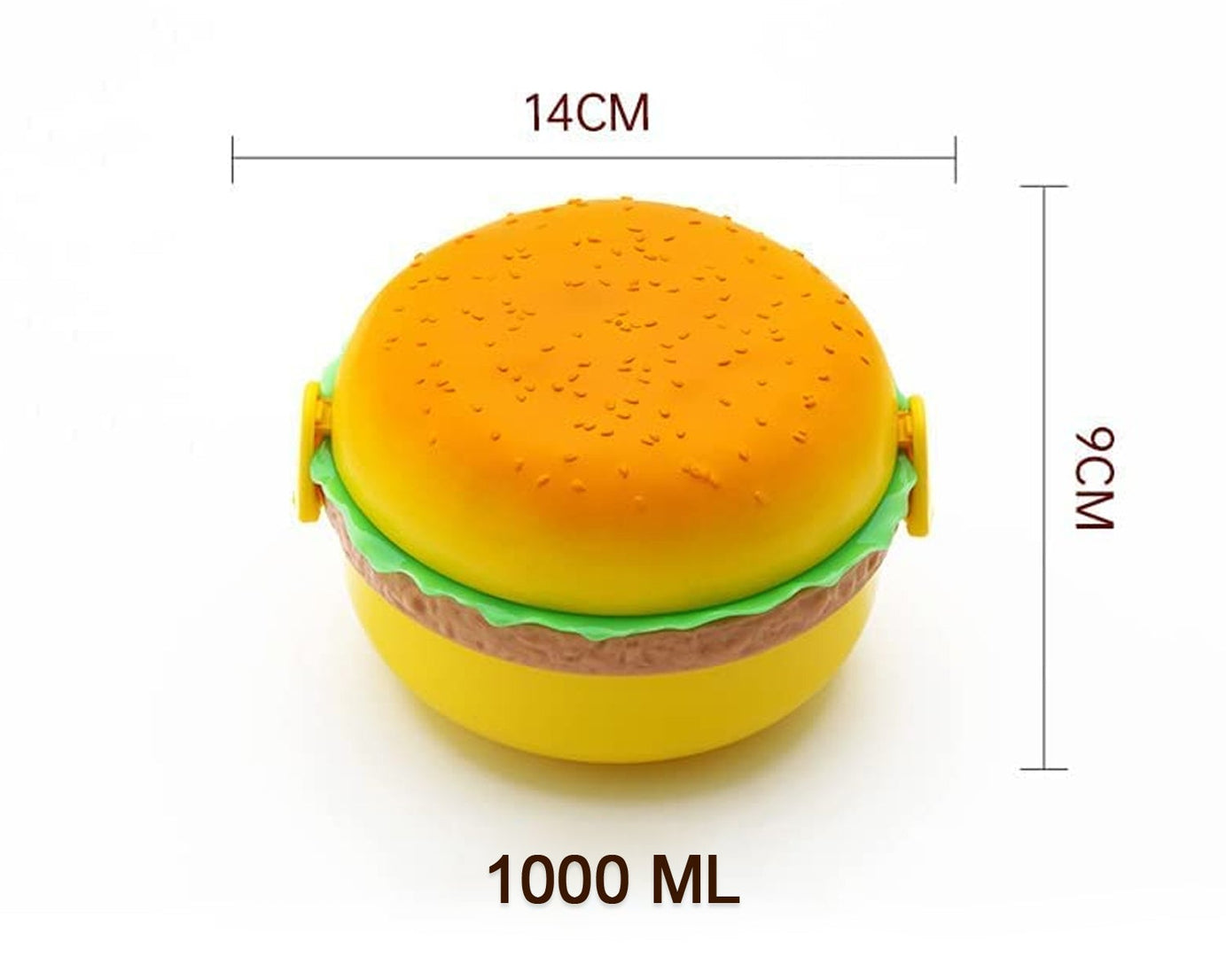 Burger Shape Lunch Box Plastic Lunch Box Food Container Sets Double Layer Lunchbox 1000ml With 2 Spoon Applicable to Kids and Elementary School Students