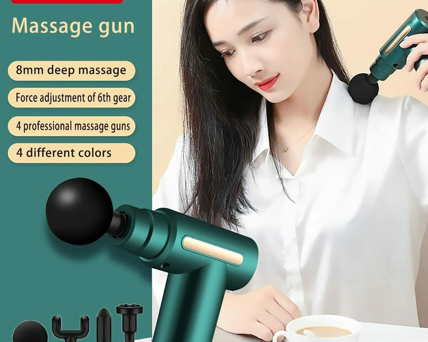 Body massage machine with percussion therapy for muscle pain relief.