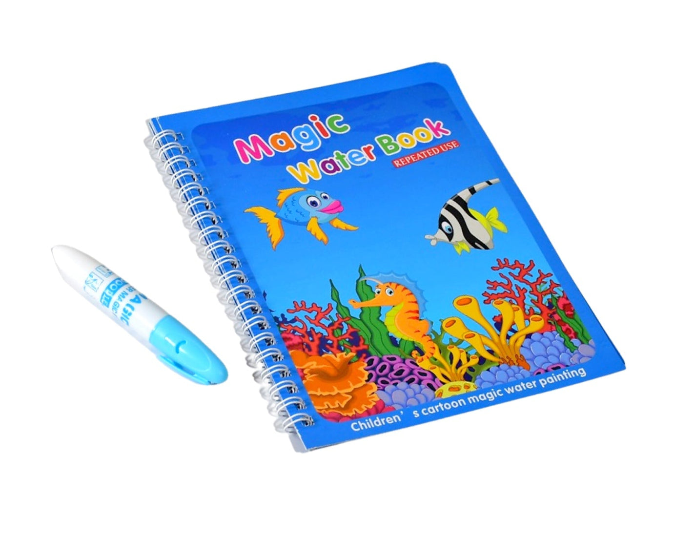 Water-based coloring book with magic pen