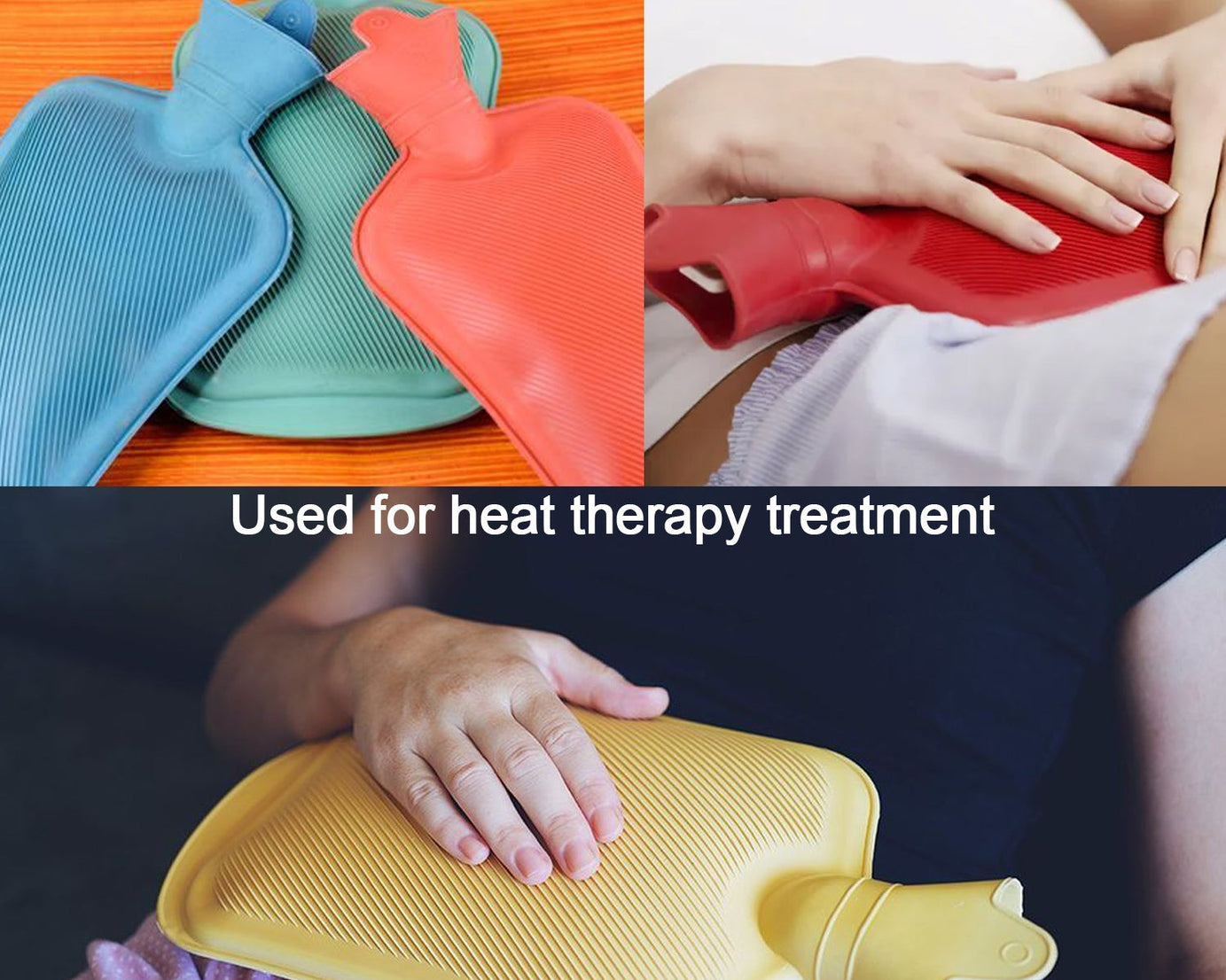 Convenient medium rubber hot water bag for warming and pain relief.