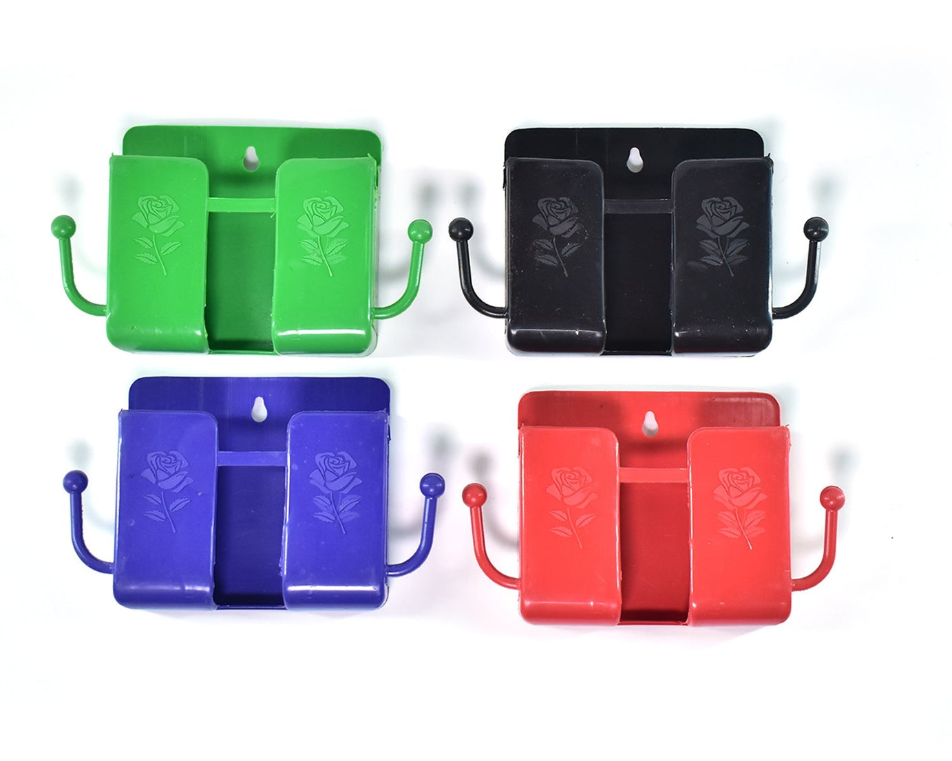 Wall mounted organizer case with hooks, set of 4 for storing remotes.