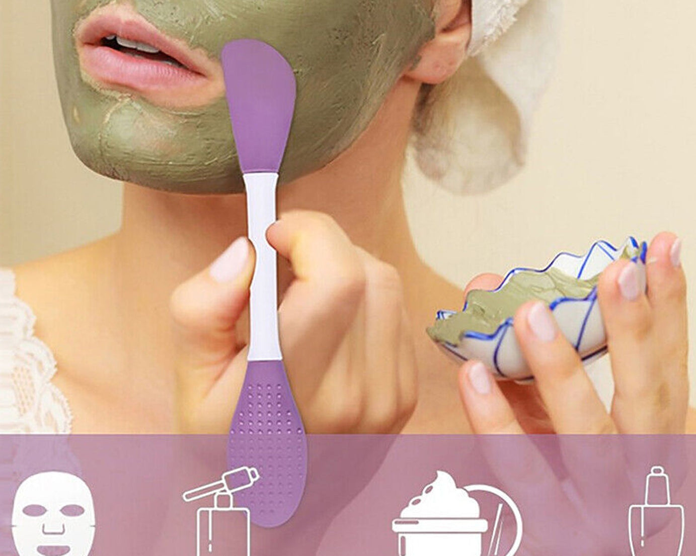 Double-headed Silicone Mask Brush Face Cleansing and Applying Mud Mask Beauty Salon Special Brush Smear Tool Facial Scrub Silicone Wash Scrubber Face Tools (1 Pc)