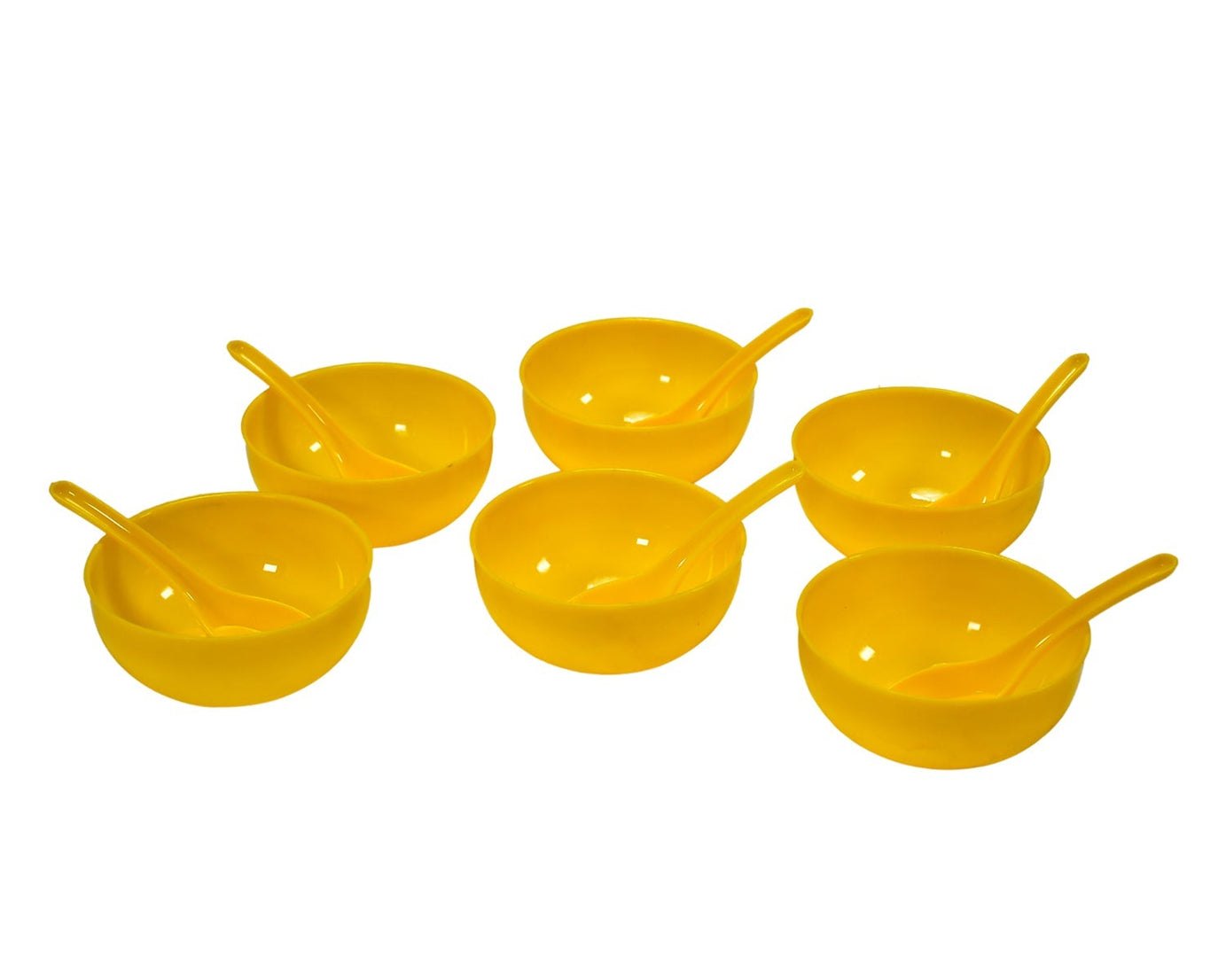 Plastic soup bowl set with spoons, 6-piece set
