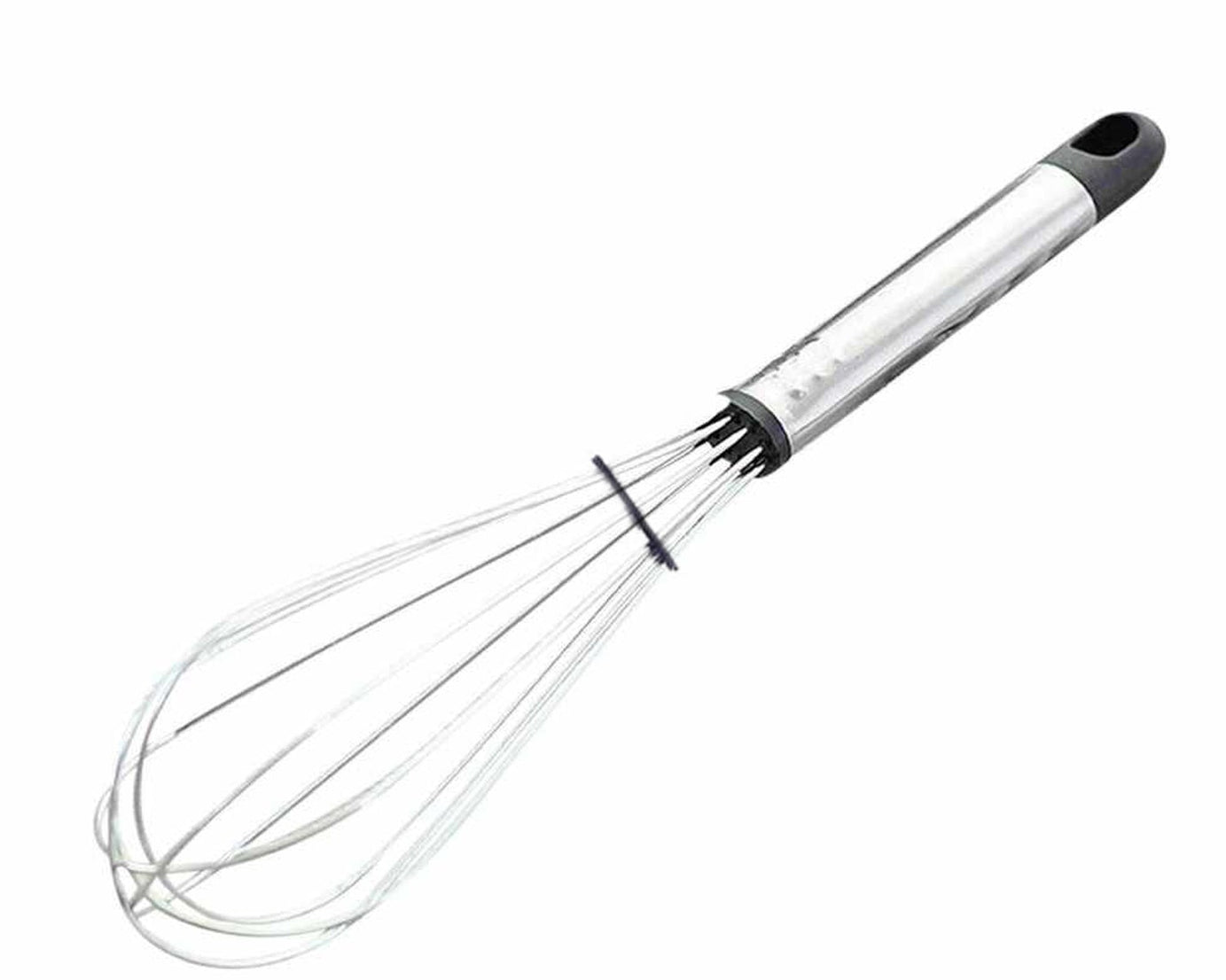 Wire whisk designed for mixing, with a comfortable handle.