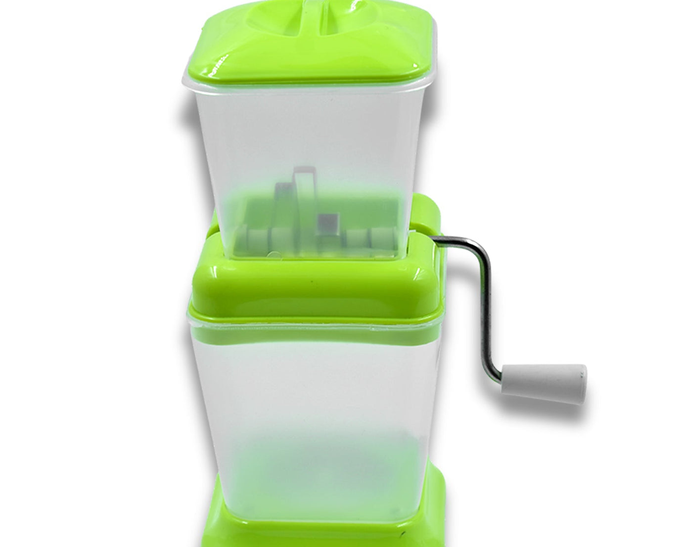 Small chopper for vegetables with rotating blades for quick cutting.