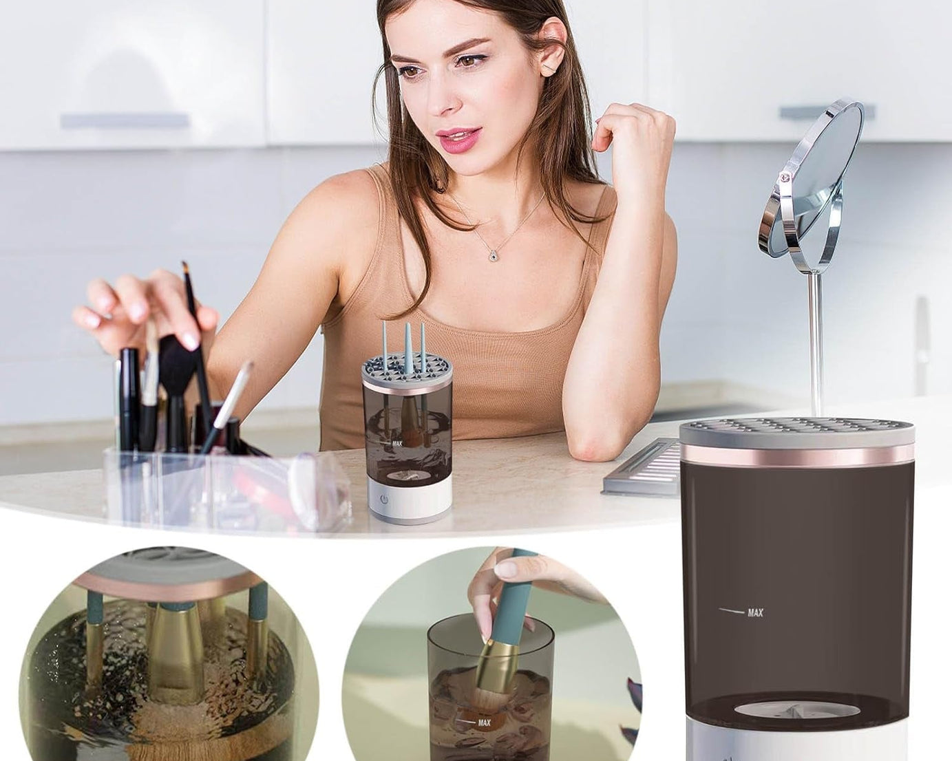 Automatic Makeup Brush Cleaner Fast Electric Brush Cleaner Hand Free Machine Super Clean Brush Washer & Brushes Organizer Tool (1 Pc)