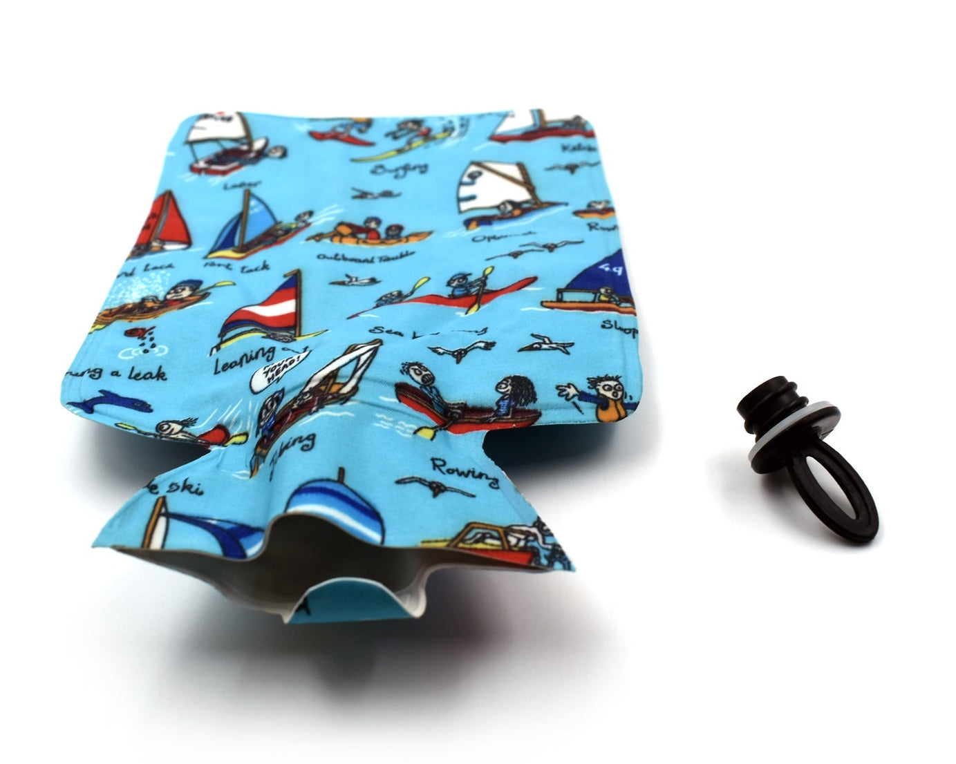 Hot water bottle in cozy fabric for pain relief