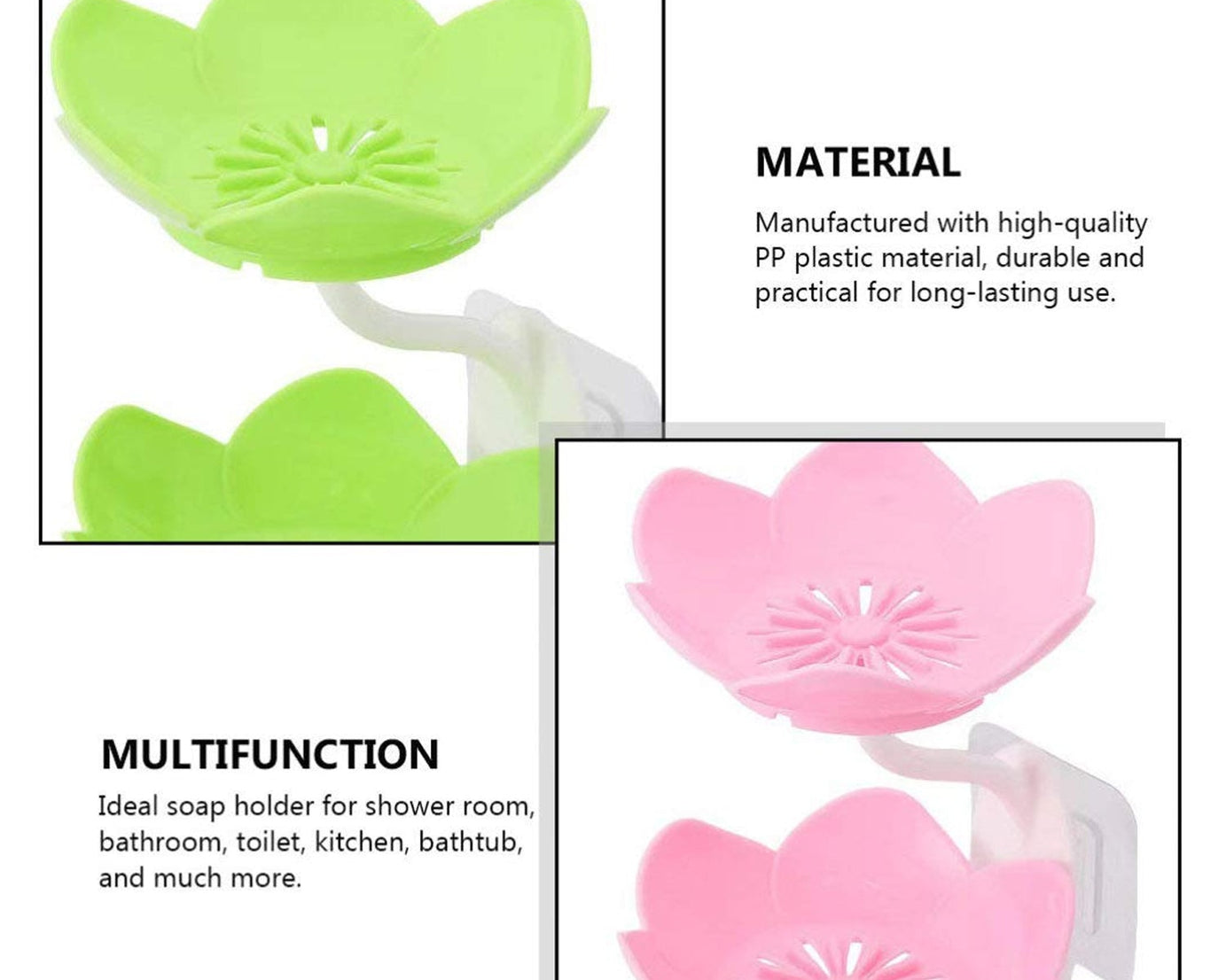 Dabble Layer Flower Self Draining Soap Dish Holder, Bathroom Shower Soap Holder Dish Storage Plate Tray for Bathroom, Kitchen, Bathtub