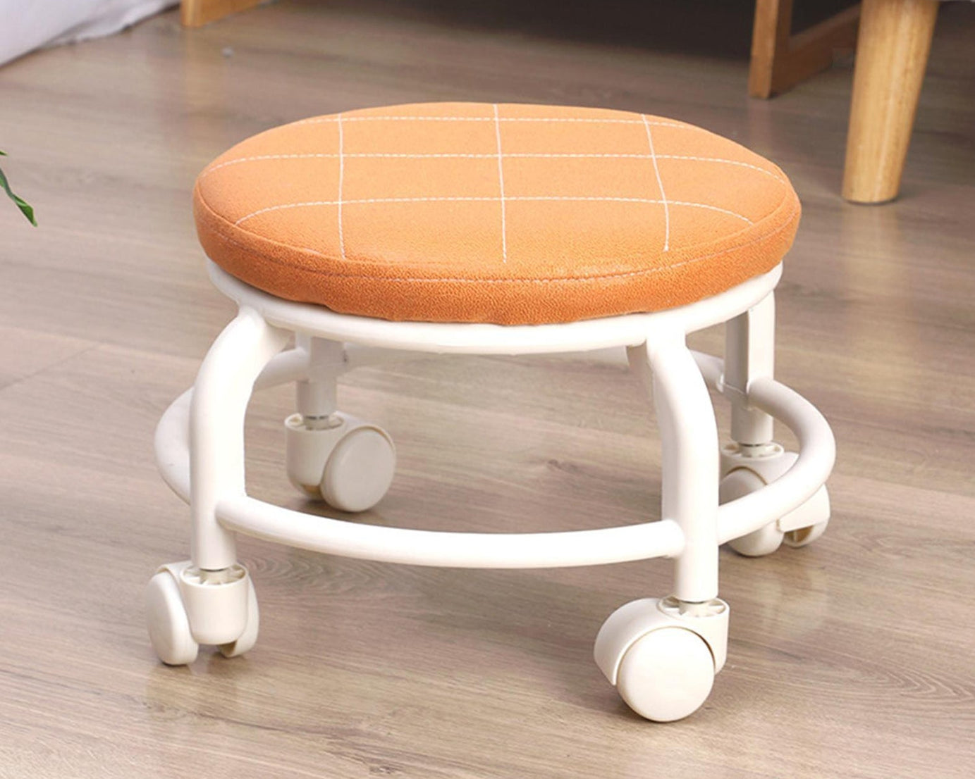 Roller Seat Stool Low Height Rolling Stool Multifunctional Small Household Movable Mini Stool Pulley Wheel Stool for Garage Home Library (1 Pc)