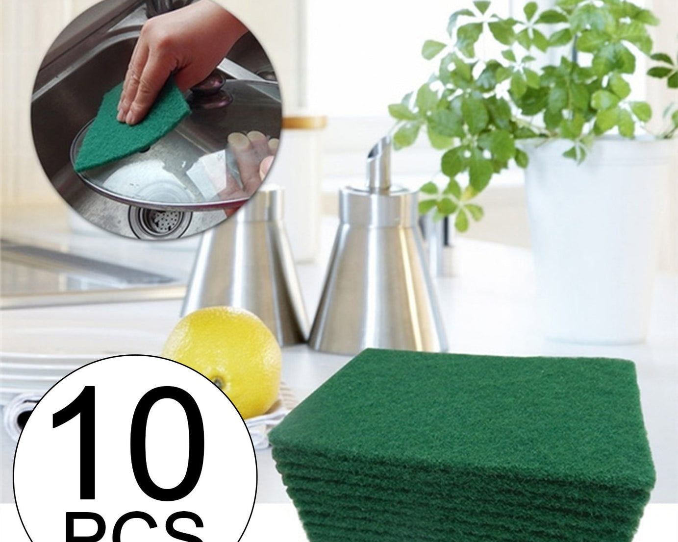 Aqua green scrub pads for cleaning, 10-pack.