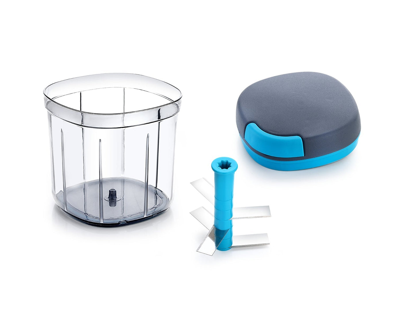 Ganesh Master Chopper with 5 stainless steel blades, XL large jumbo chopper, various angles.