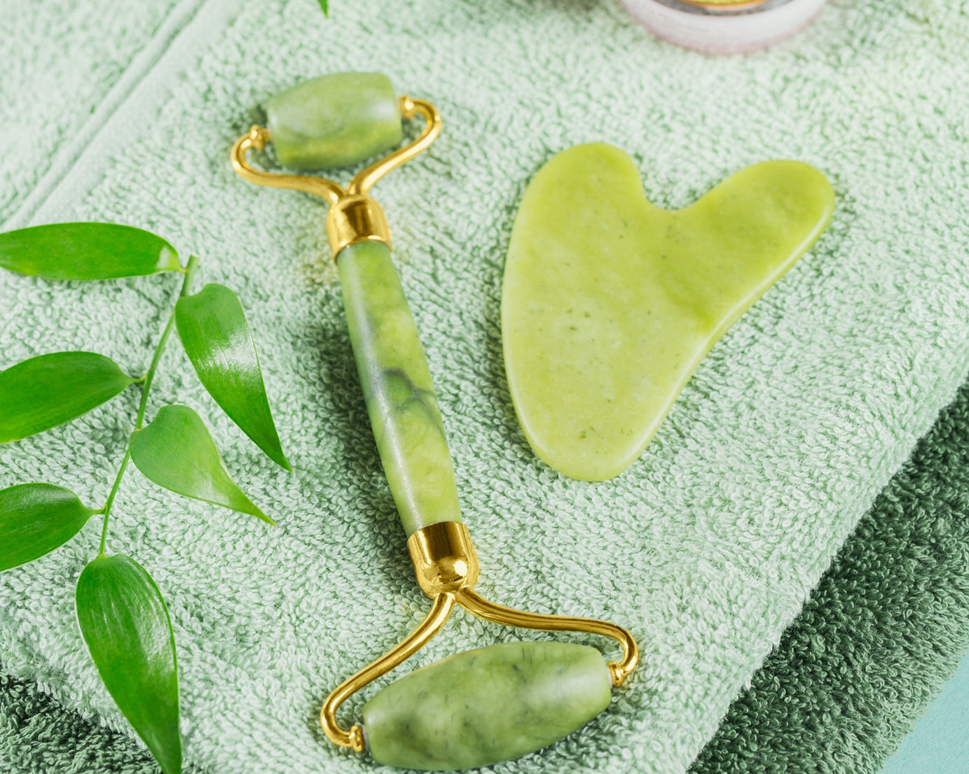 Gua Sha Stone and Anti Aging Jade Roller Massager for Face Massage Natural Face Skincare Massager & Face Roller Massager for Women | Face Shaper Jade Roller and Gua Sha Set for Glowing Skin