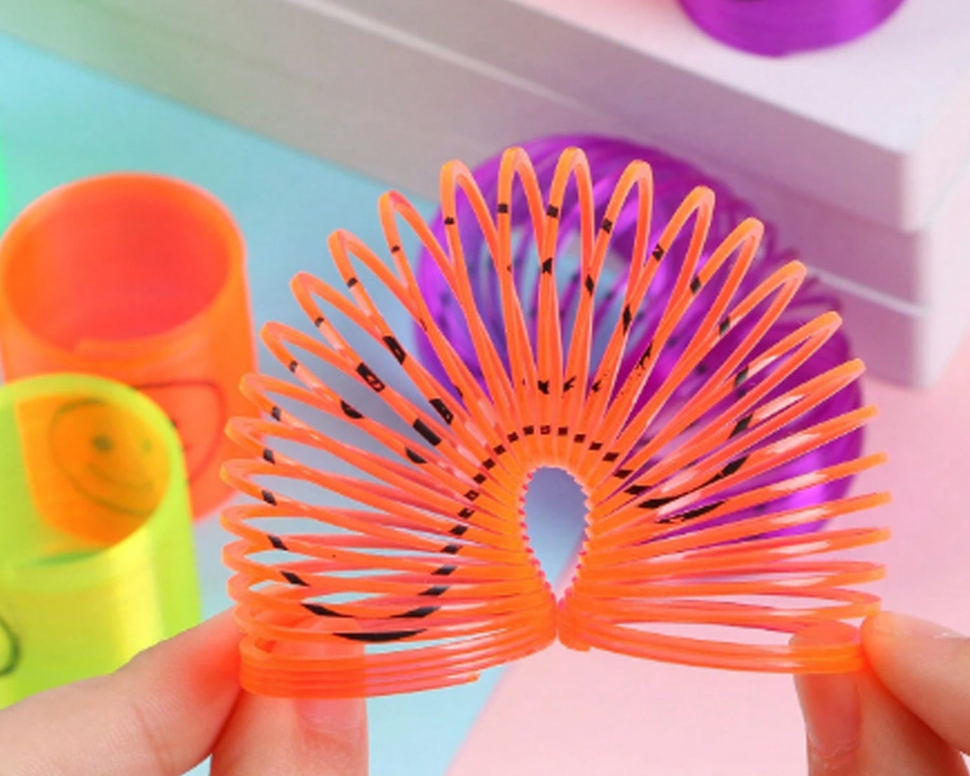 Multicolor Magic Smiley Spring, Spring Toys, Slinky, Slinky Spring Toy, Toy for Kids for Birthdays, Compact and Portable Easy to Carry (12 Pcs Set)