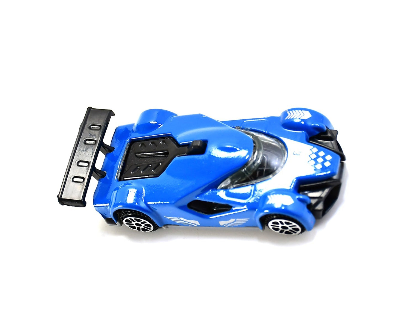 Street racer toy car, die-cast metal, side view