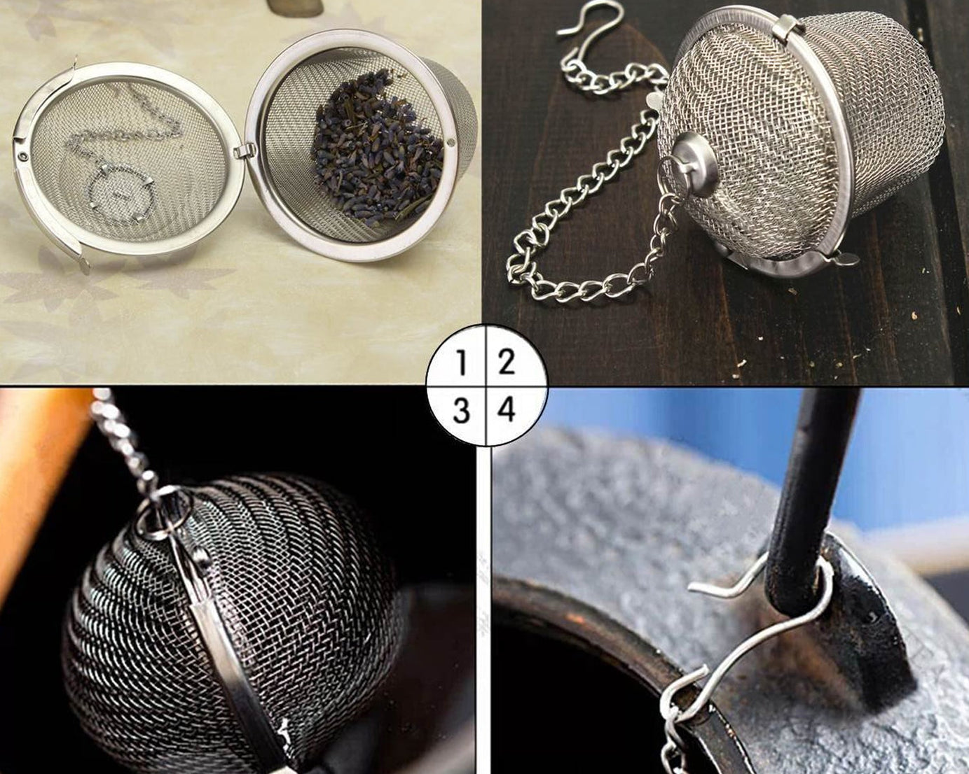 Mesh ball spice infuser with locking mechanism