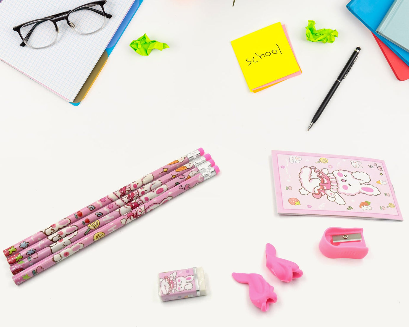 Kids' Stationery Kit: Wooden Pencils, Sharpener, Eraser, Diary (9 Pc Set)