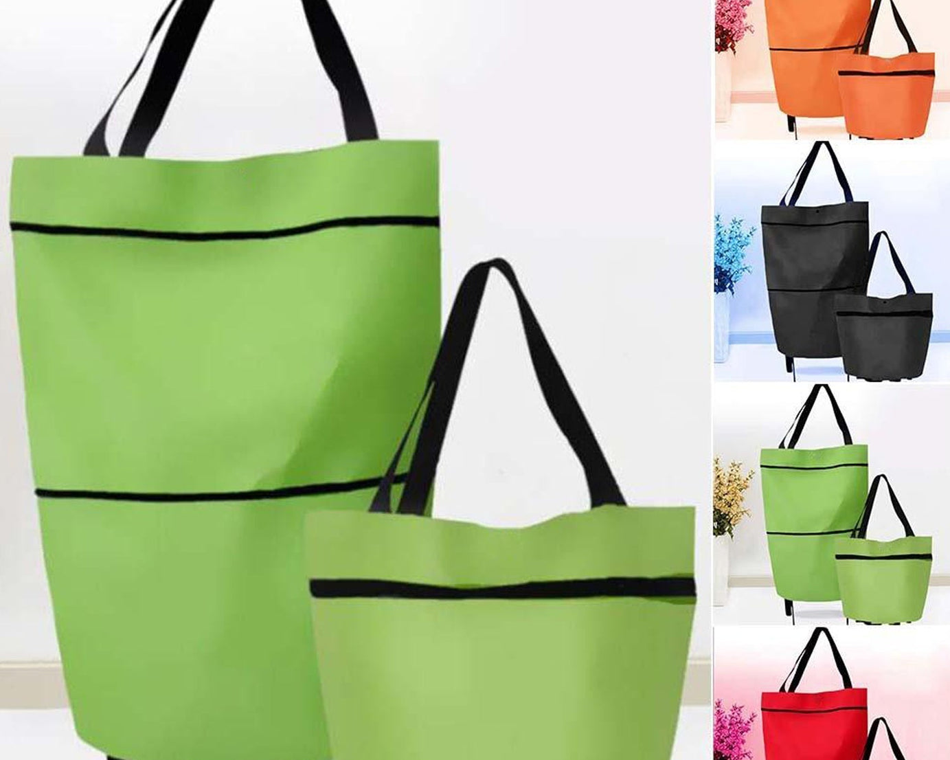 Luggage trolley folding bag for travel and shopping.