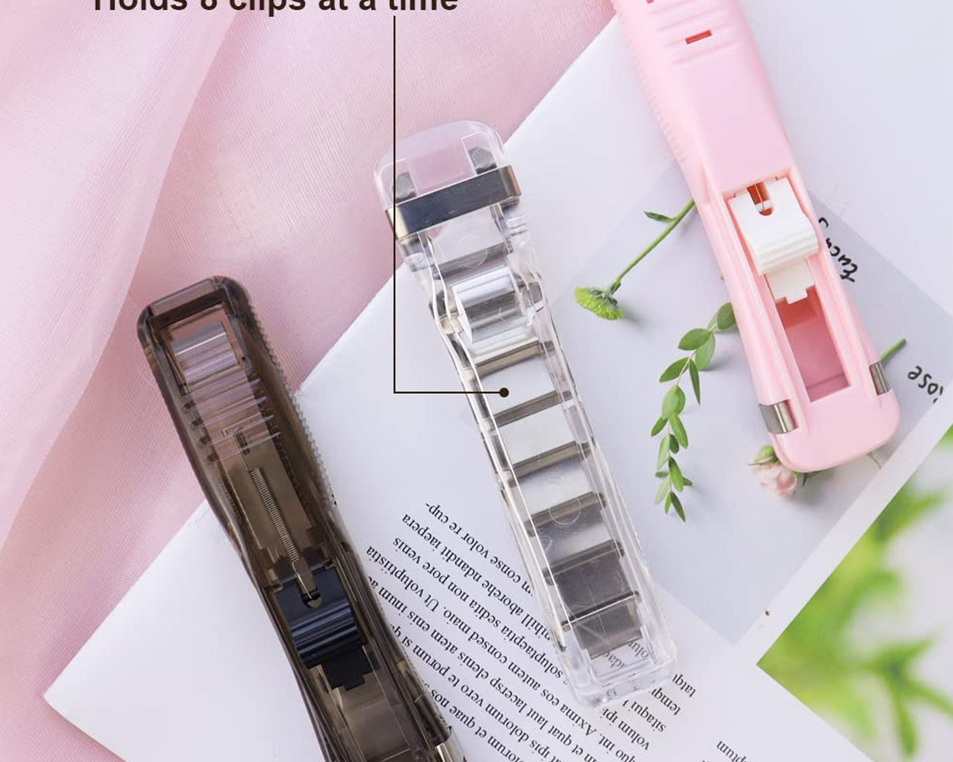 Portable Paper Clamp With 8 Pcs Clip Dispenser Handheld Paper Fast Clam (1 Set)