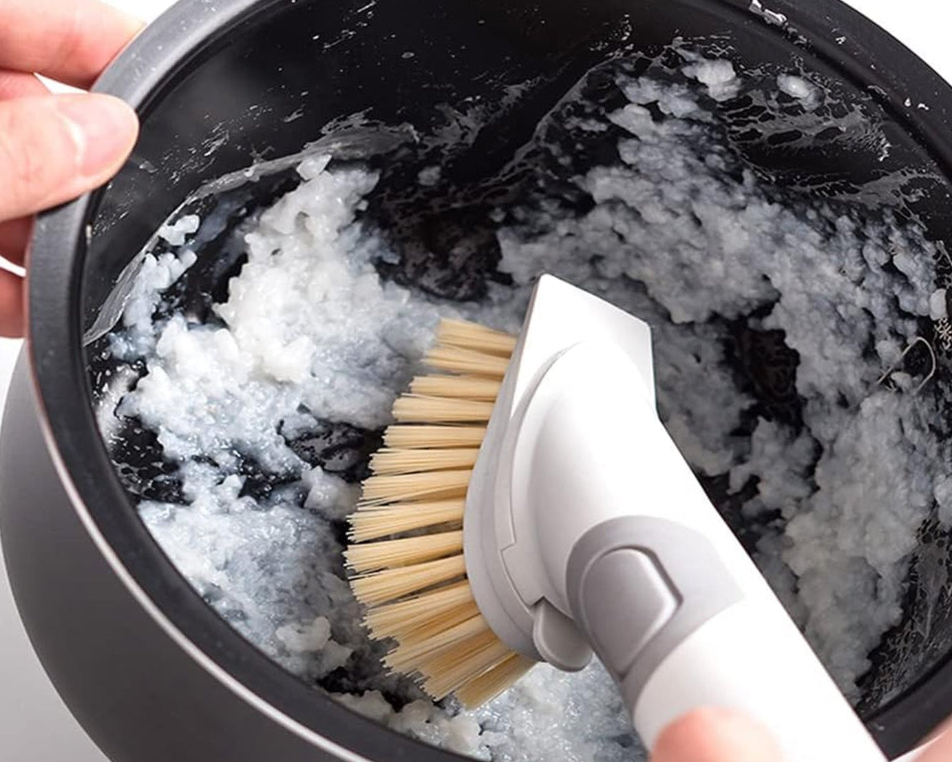 Cleaning Brushes Set, Scrub Brush Bathroom Brush, Long Handle Liquid Dispenser Pot Washing Brush