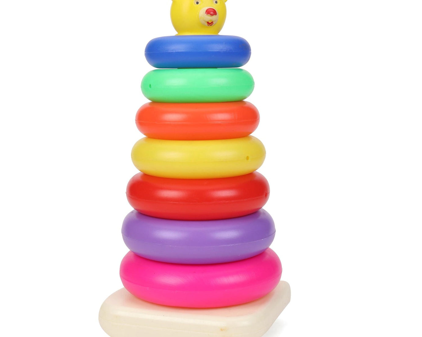 Set of 7 plastic stacking rings in teddy bear shape
