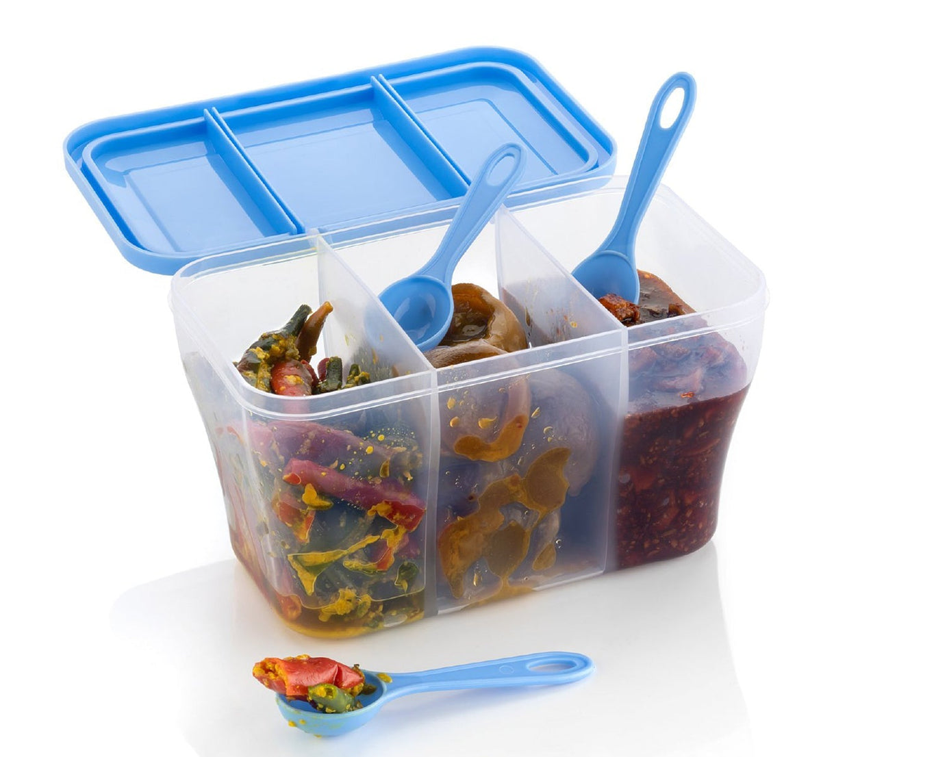 Plastic square storage container, 750ml capacity, ideal for organizing small items.