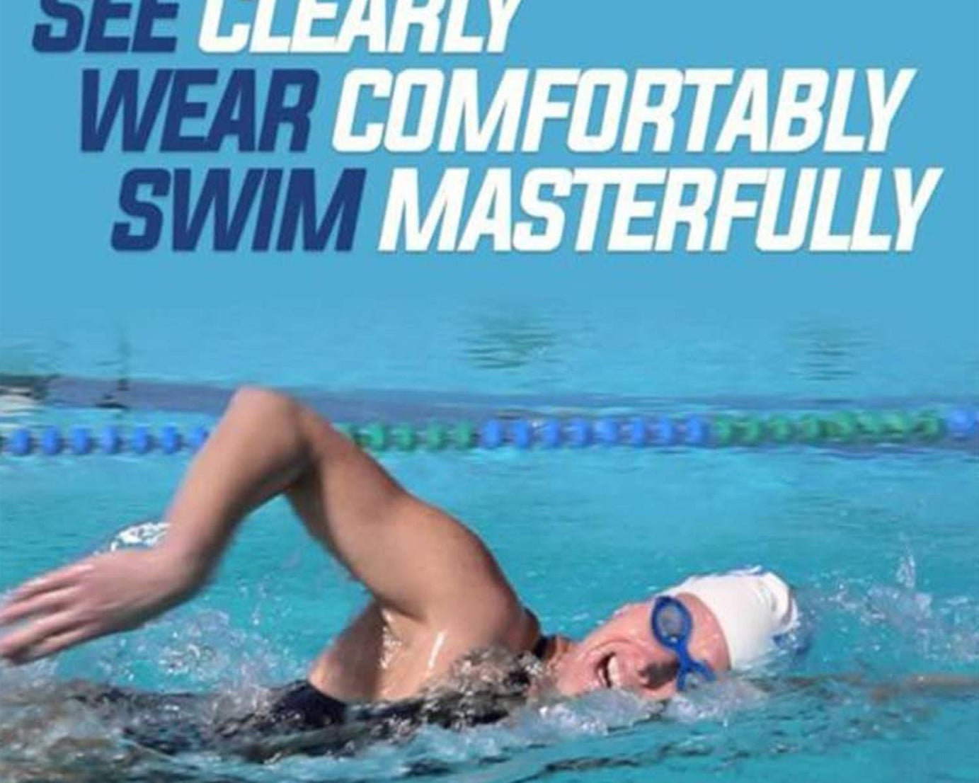Swimming goggles with adjustable strap and clear lenses