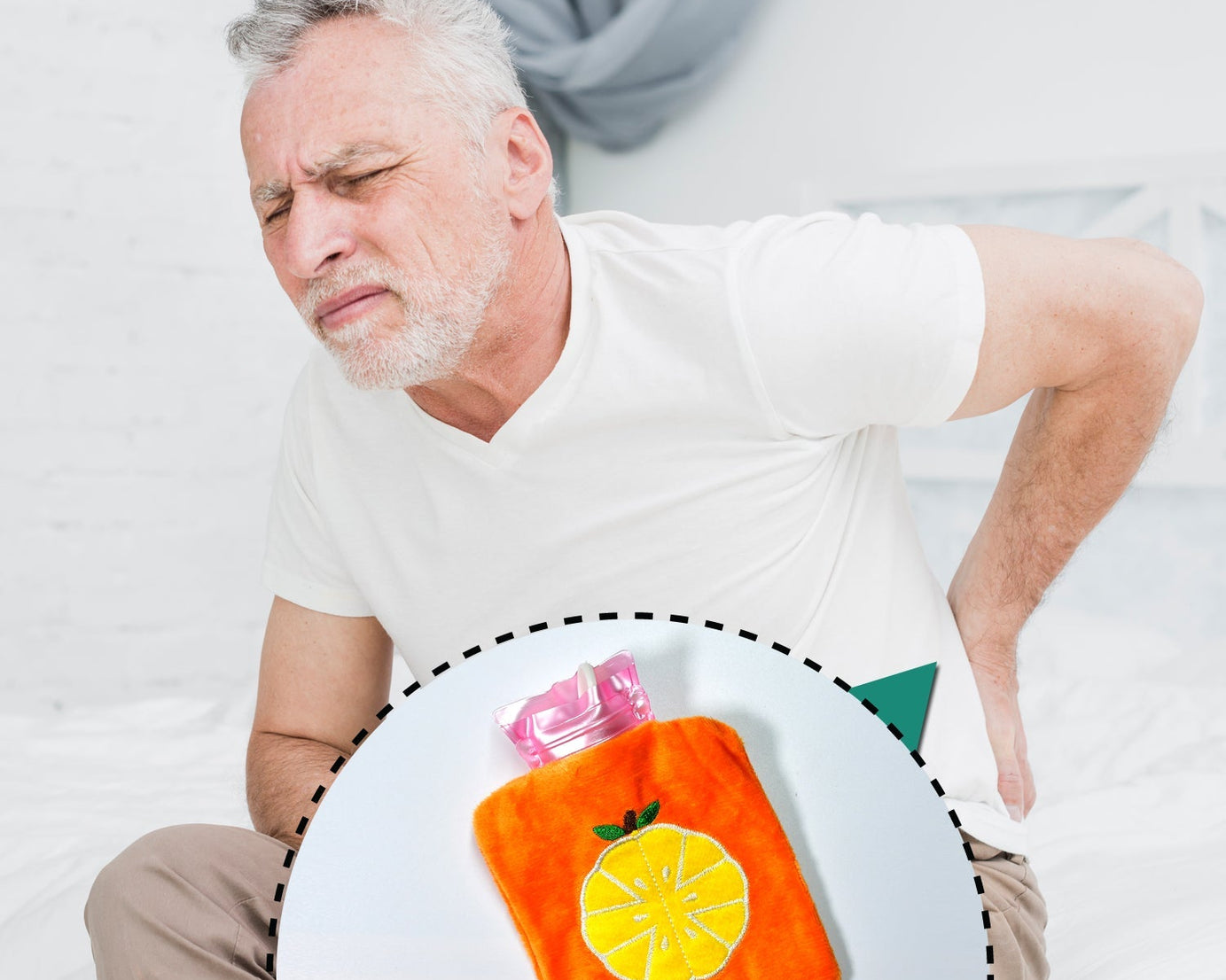 Small hot water bag in orange for soothing pain relief