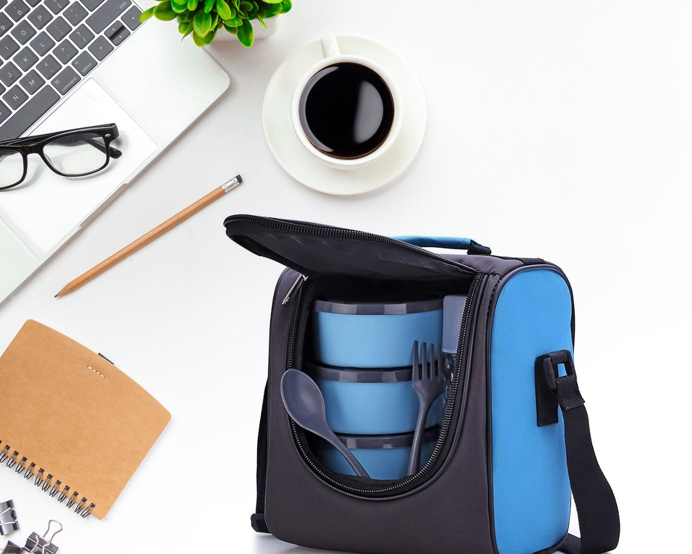Lunch box with fabric bag for office and school