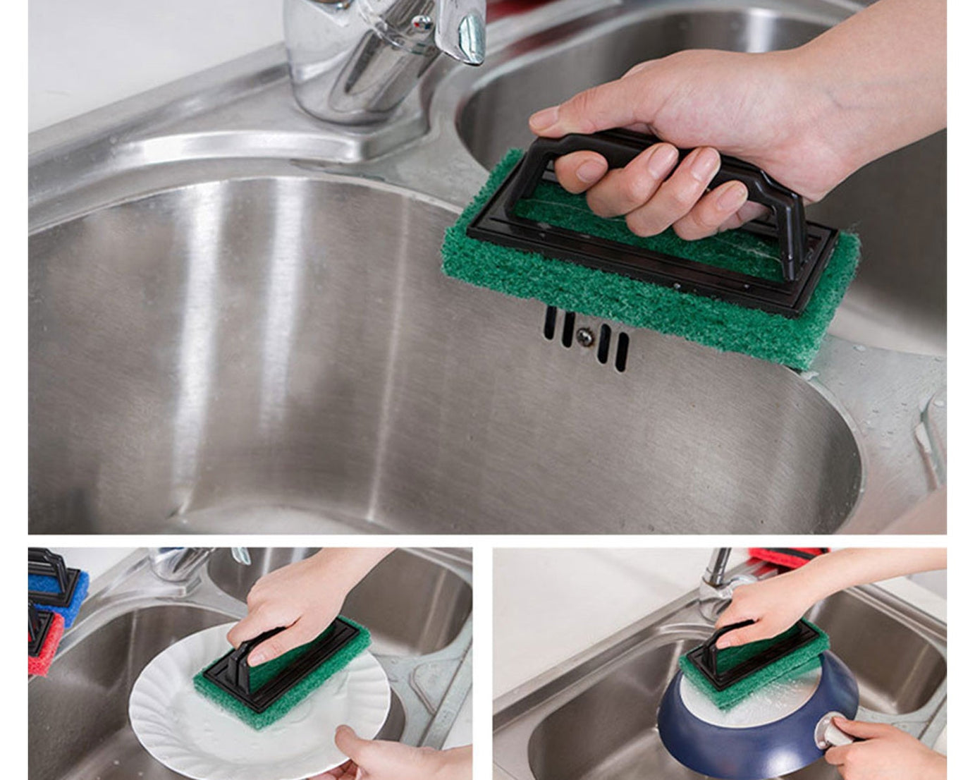 Brush with handle for effective cleaning.