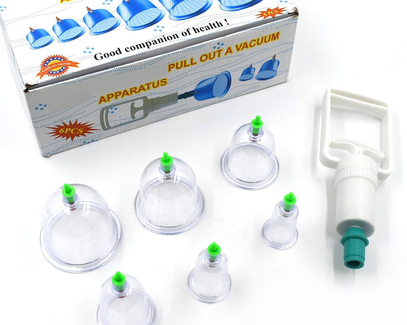 Vacuum Cupping Set 6 Pcs Kit Pull Out a Vacuum Apparatus Therapy Relax Massagers Curve Suction Pumps