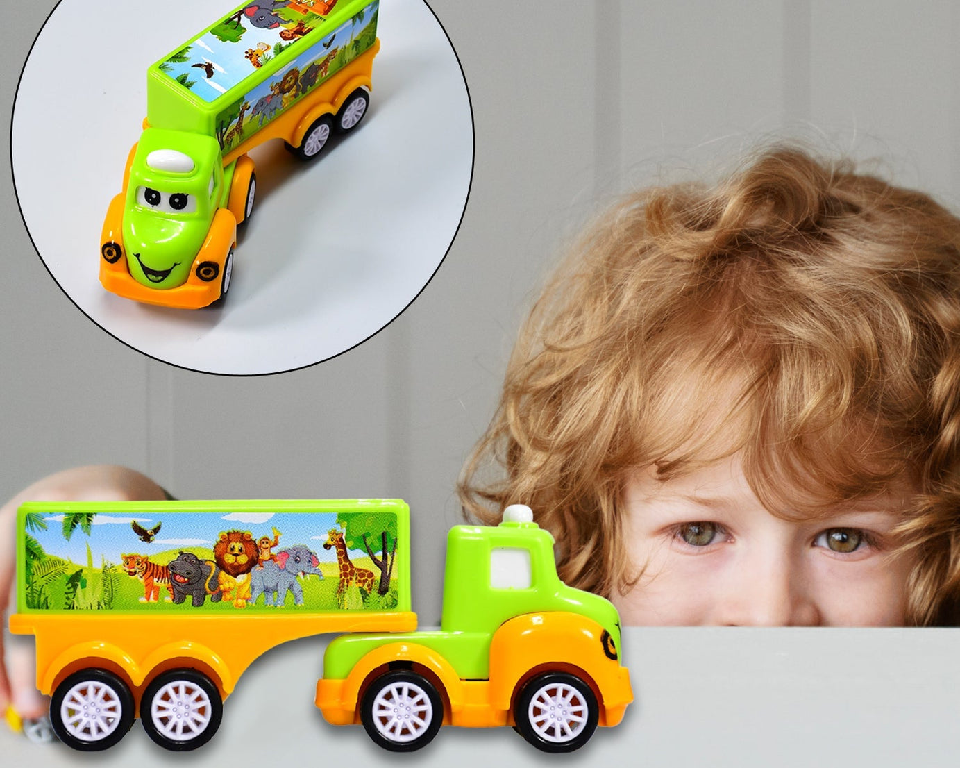 Green and yellow small truck toy for kids