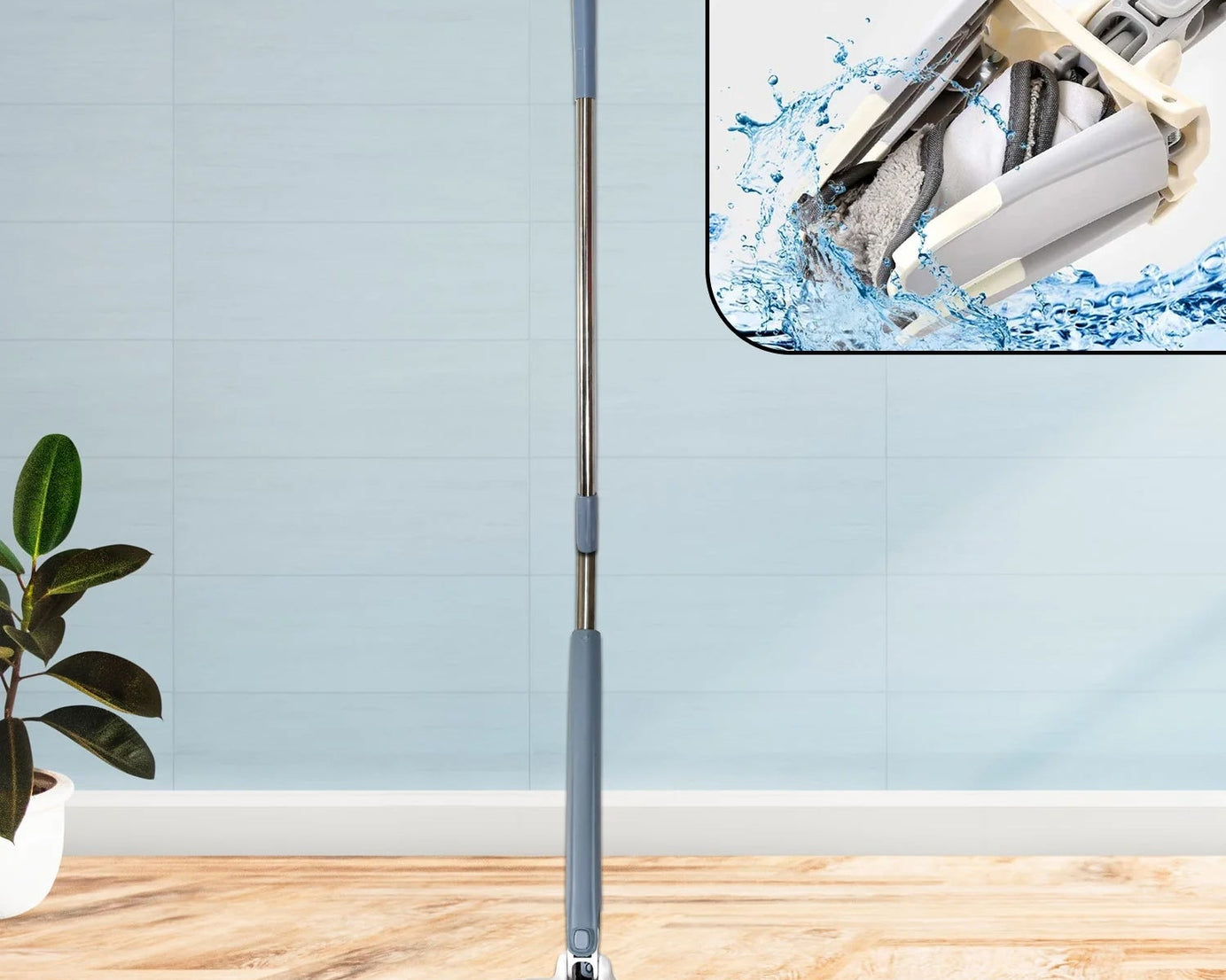 Adjustable 360° Flat Hand Mop: Floors, Walls, Ceilings (Easy Squeeze)