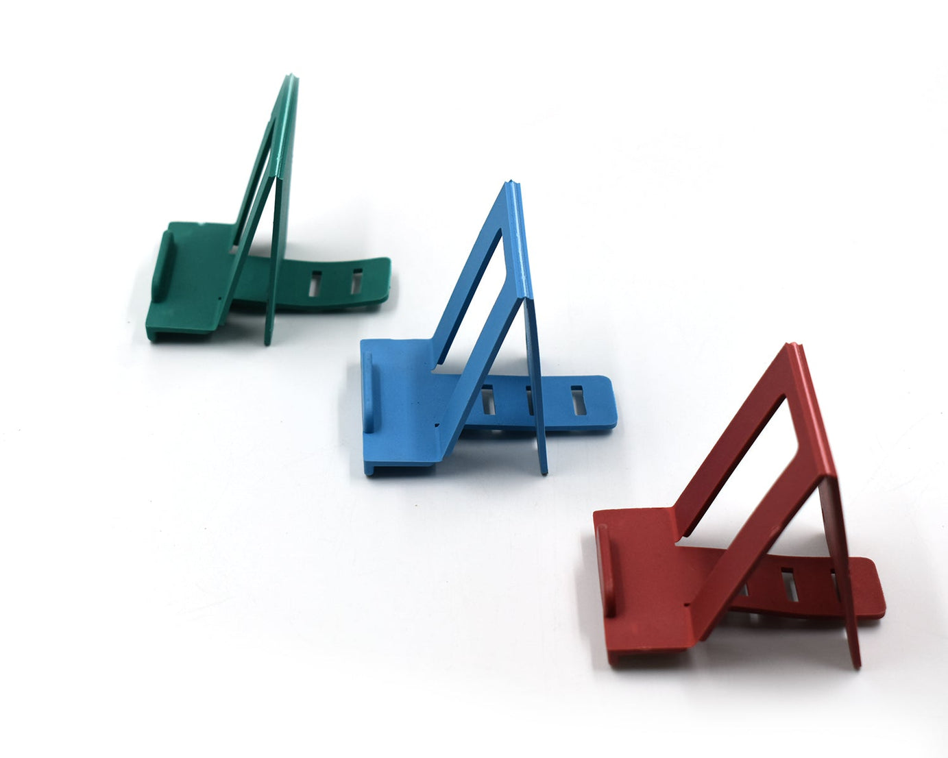 Set of adjustable mobile stands, perfect for desks and counters.