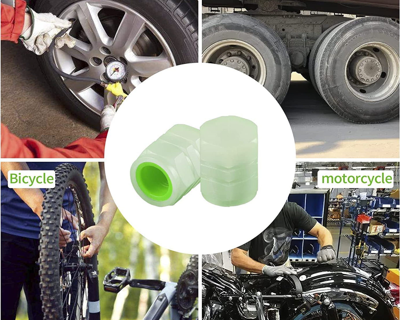 Tyre Valve Caps Luminous Glow Car Tire Air Stem Valve Cap Covers vaal cap ( 4 Pcs Mix Colour)