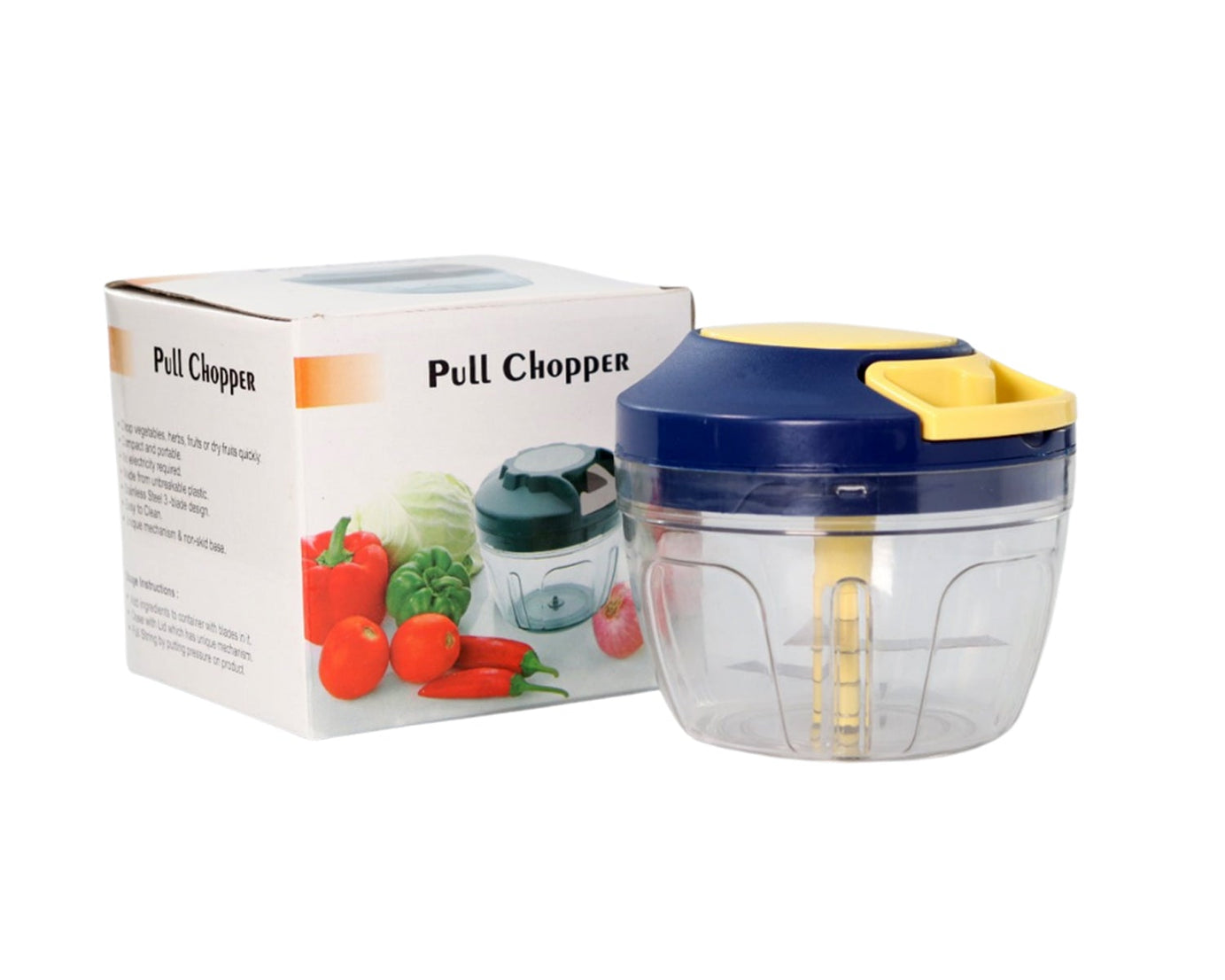 Chopper with blades and 650ml container for chopping fruits and veggies