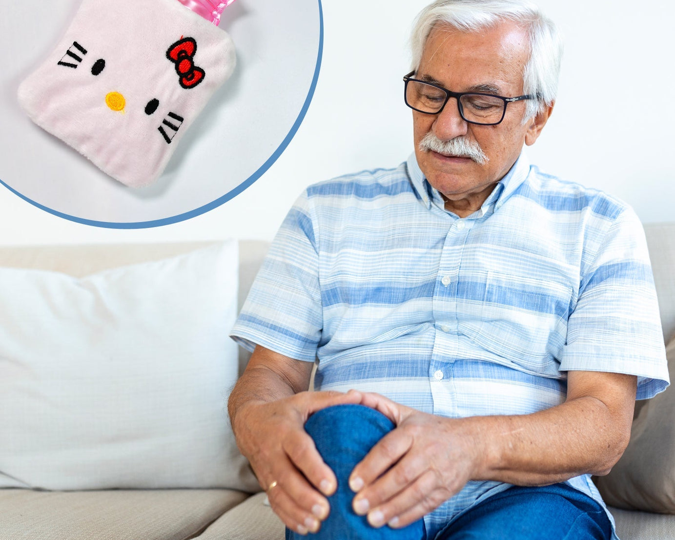 White Hello Kitty hot water bag for pain relief