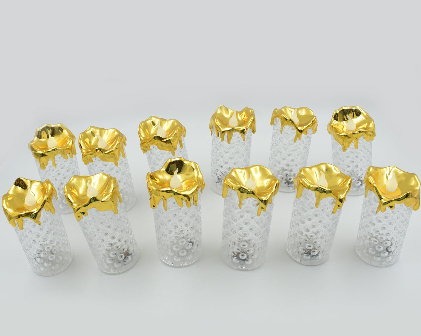 Gold Flameless Candles LED Light Flameless and Smokeless Decorative, Candles Led Tea Light Candle Perfect for Gifting, Home, Diwali,Wedding, Christmas, Crystal Candle Lights, Table Decorations (12 Pc MOQ)