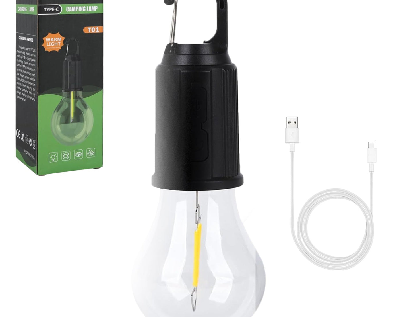 Rechargeable Camping Lights for Tents LED Camping Tent Lantern 3 Lighting Modes Tent Lamp Portable Emergency Camping Lights with Clip Hook for Camping Hiking Fishing, Backpacking (1 Pc)