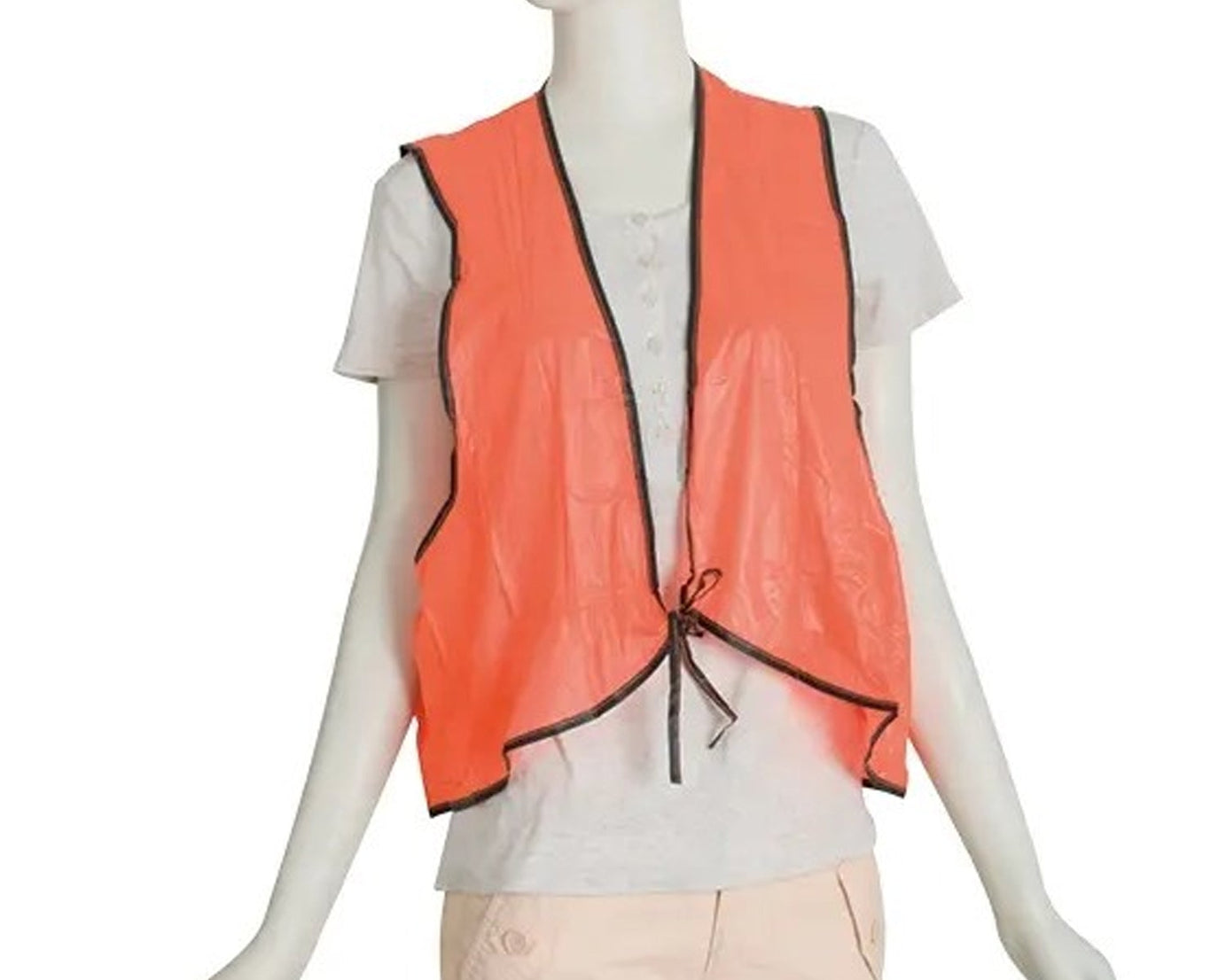 7453 Economy Safety Vest, Soft Vinyl with Tie Closure for Identifying Staff and Volunteers Adult PVC Safety Vest High Visibility for Outdoor Operator