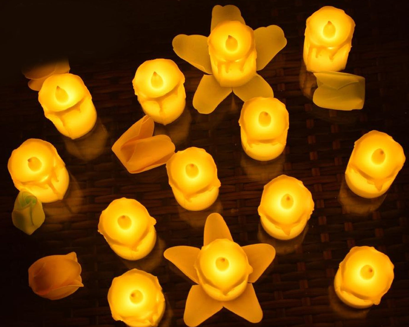 Multicolor flameless candles for decor.