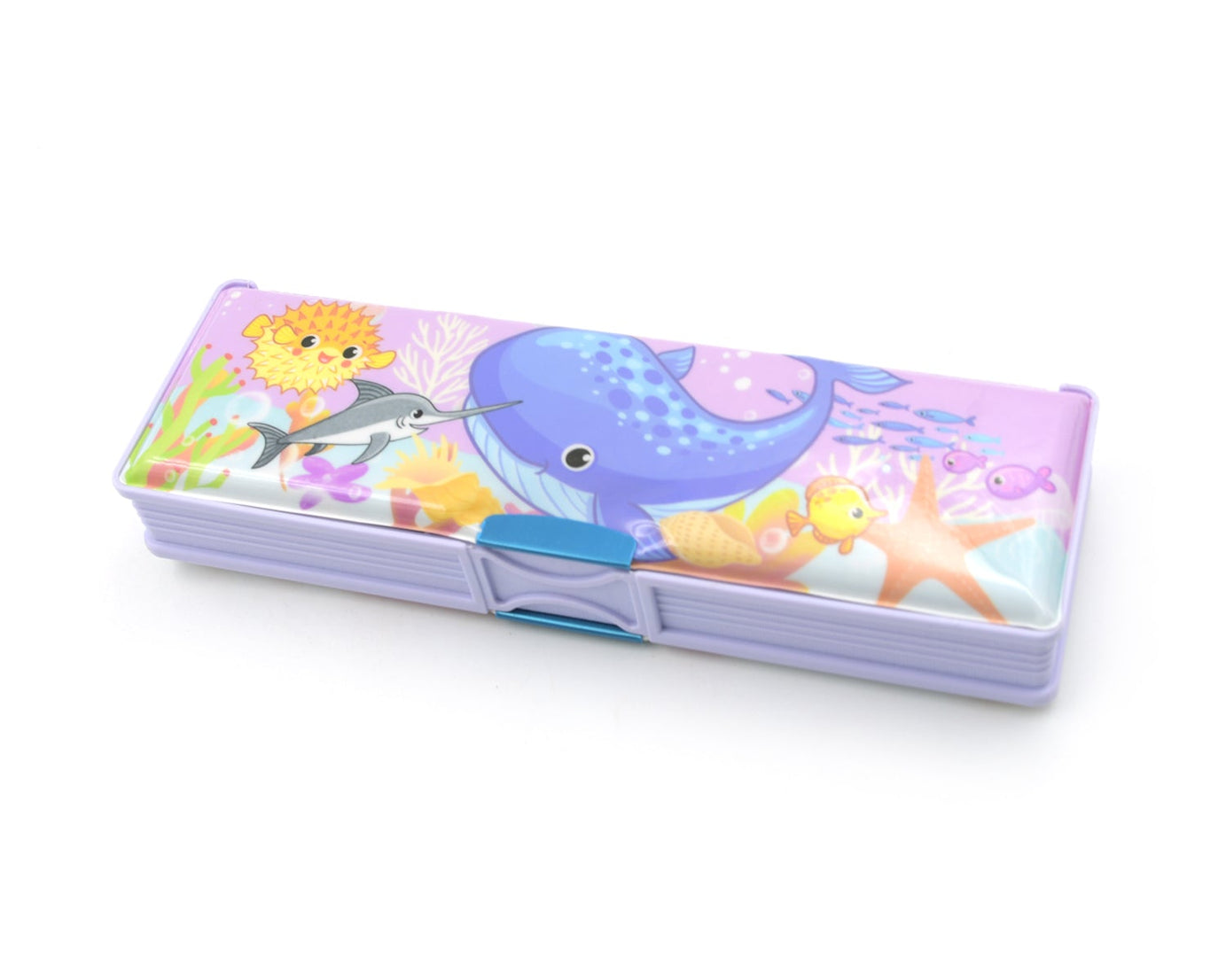 Multipurpose Compass Box, Plastic Double Deck Pencil Case with 2 Compartments, Supplies Utility Box Storage Organizer, Pencil Box for School, Cartoon Printed Pencil Case for Kids, Birthday Gift for Girls & Boys