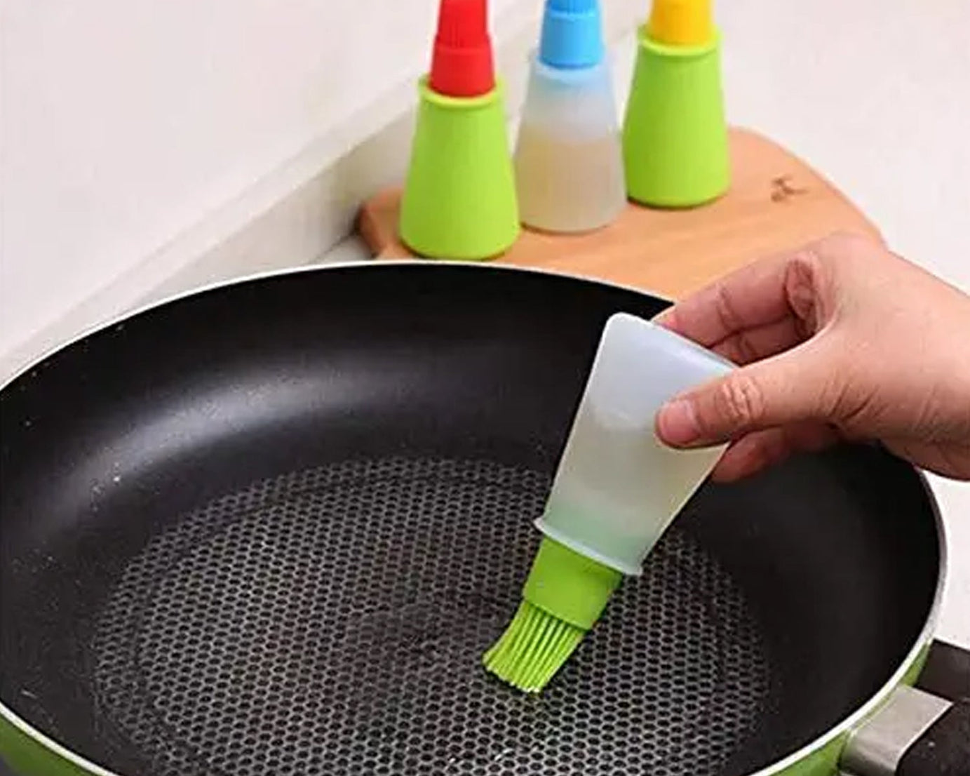 Kitchen oil bottle and brush