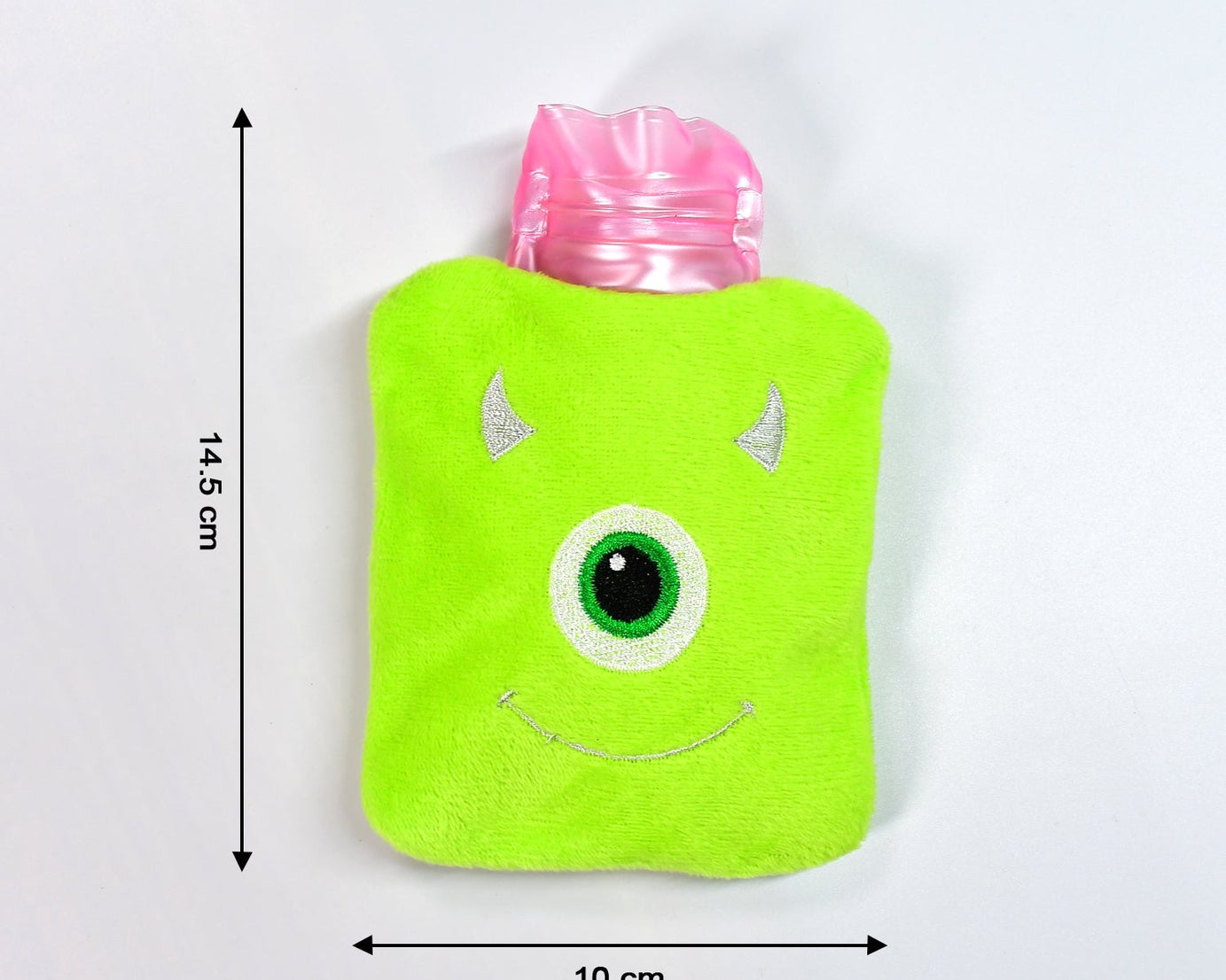 Green One-Eyed Monster Print Small Hot Water Bag with Cover for Pain Relief