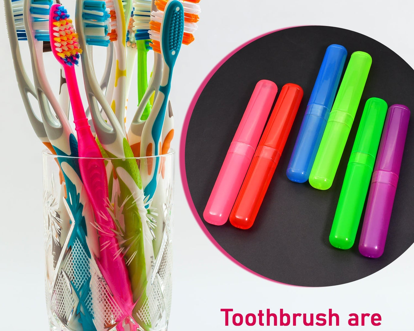 Anti-bacterial toothbrush covers, 6-piece plastic case set
