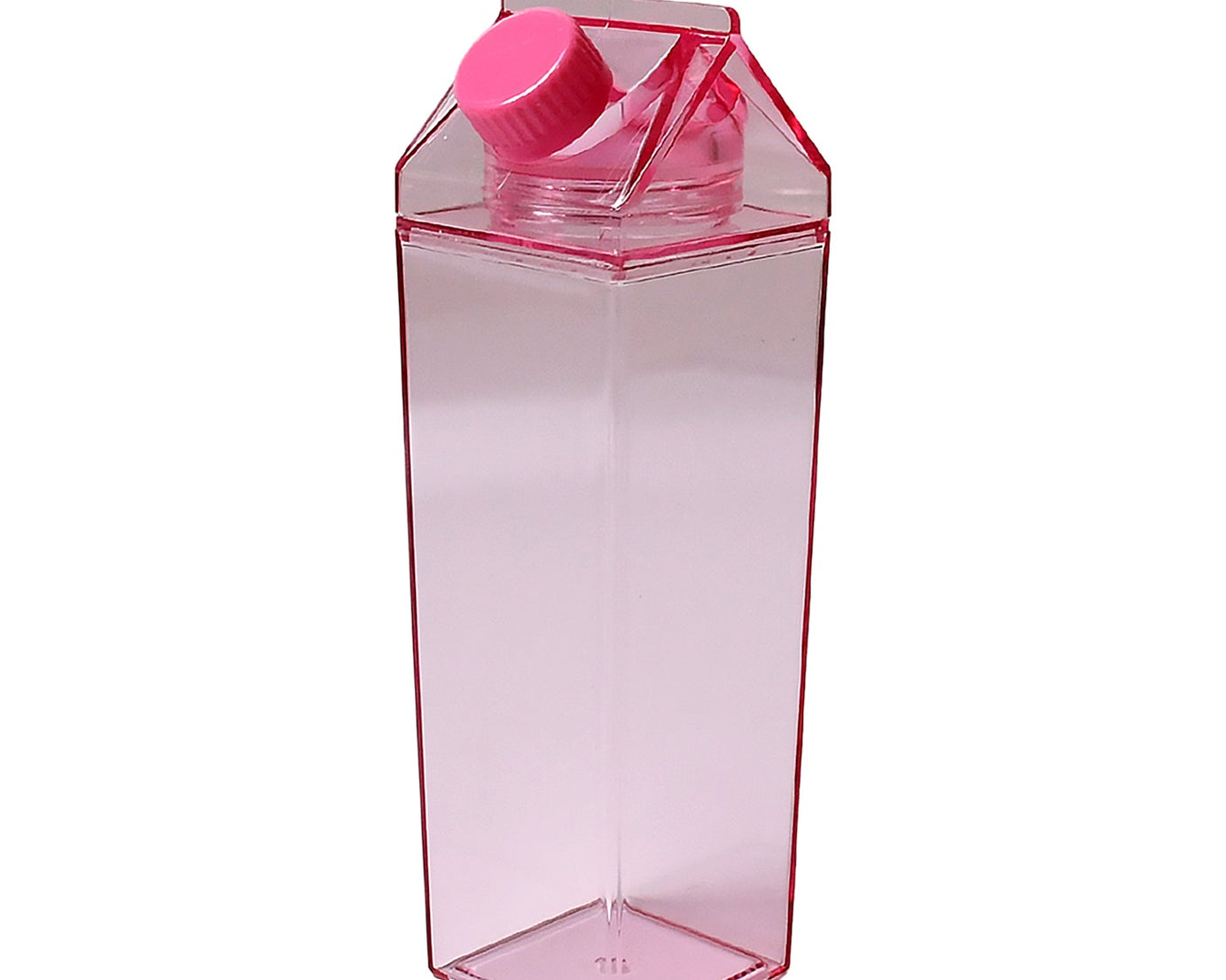Plastic Milk Carton Colorful Clear Water Bottle, 17 Oz Portable Milk Box Leakproof Square Juice Bottle for Outdoor Sports Travel Camping