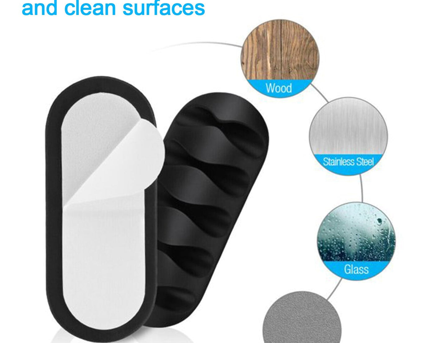 Cable organizer clips, 10 pieces for managing all types of cables