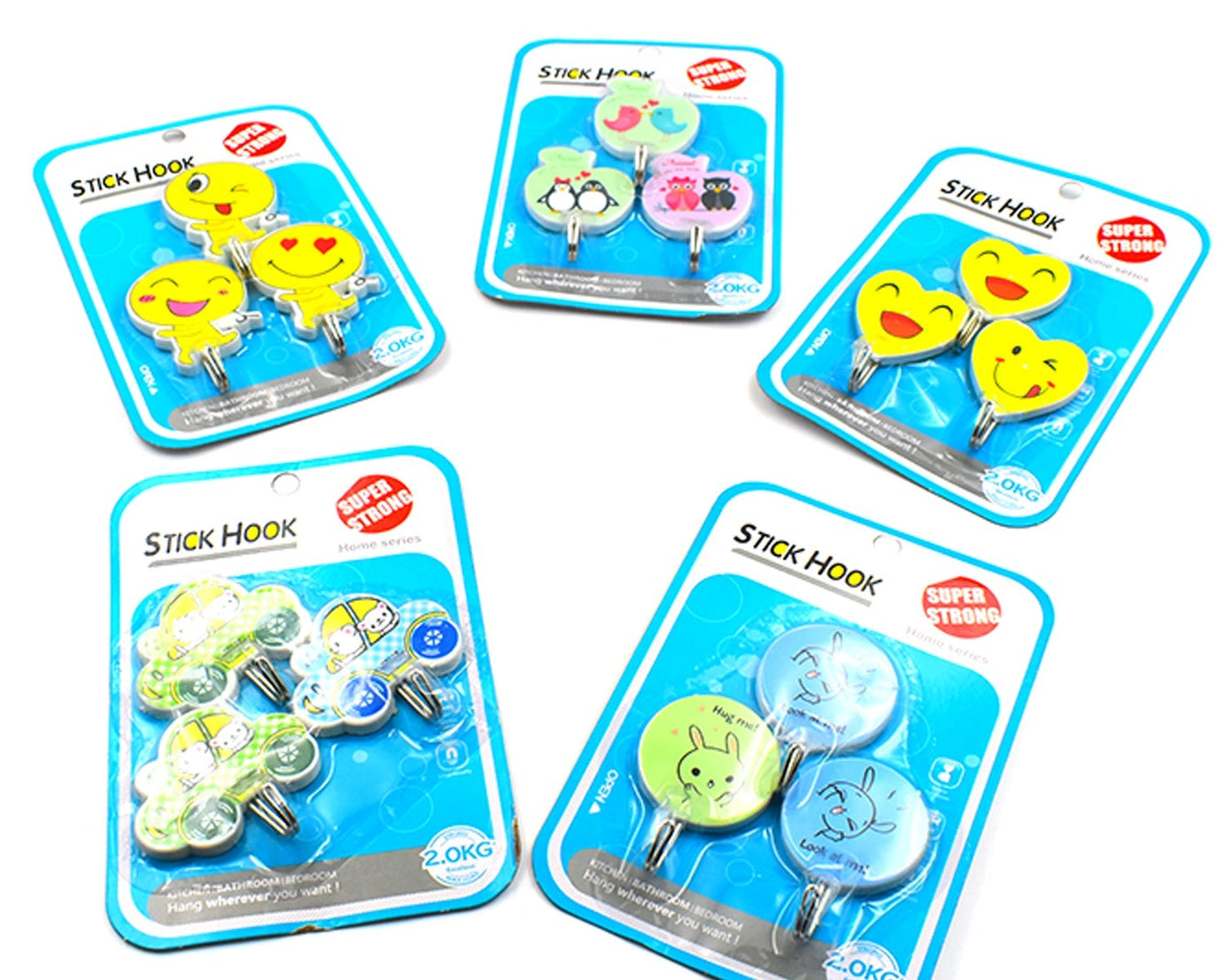 Plastic self-adhesive hooks for kitchen organization