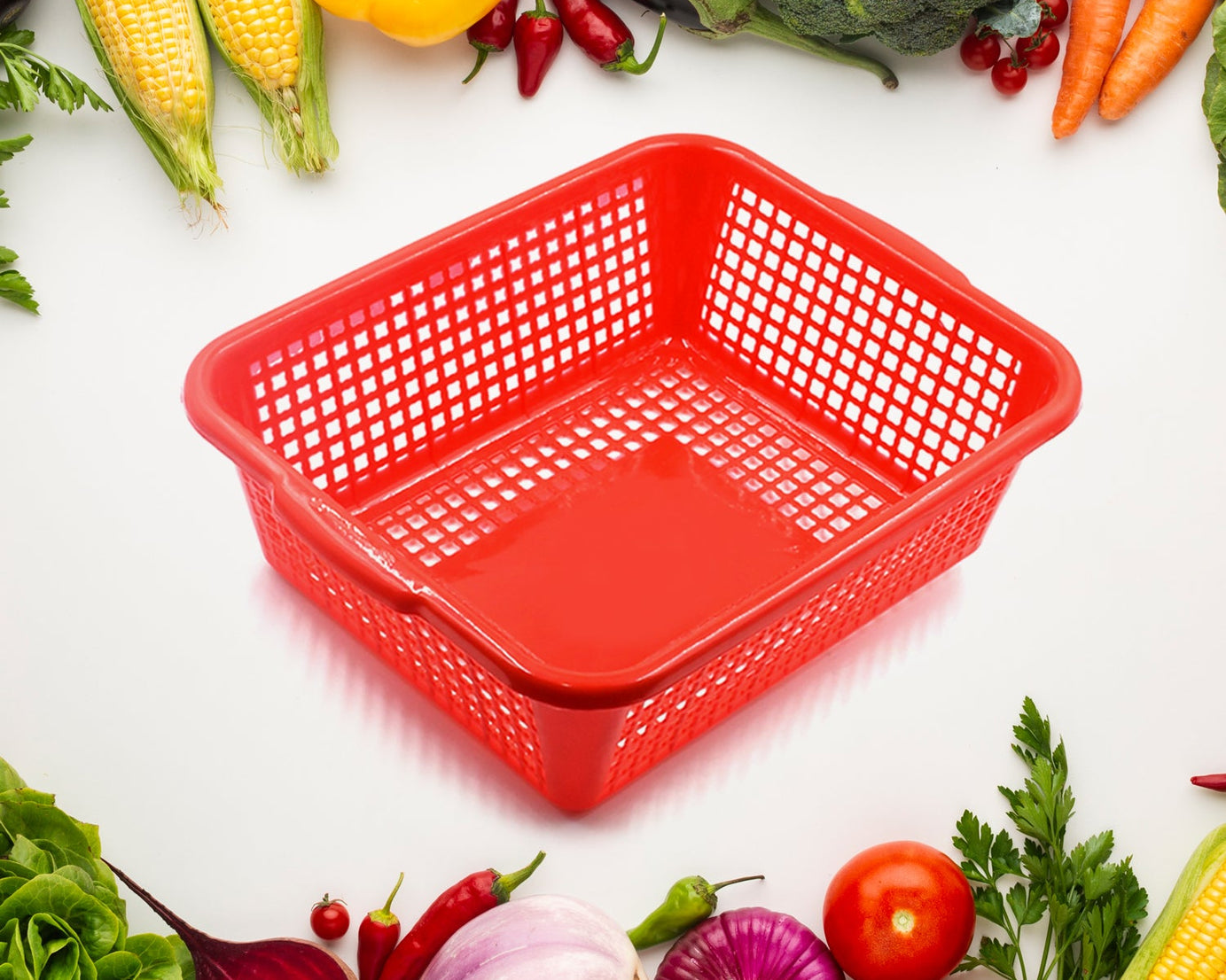 Multipurpose Drain Basket Shelves Fruit and Vegetable Washing Basket Rectangular Plastic Kitchen Sink Water Filter Basket (1Pc)